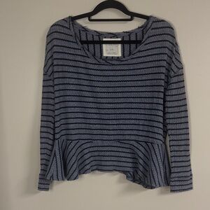 We the Free Gray Striped Blouse Oversized Fit